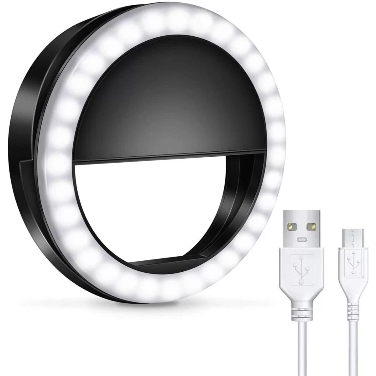 ARO DE LUZ LED PARA CELULAR REDONDO NEGRO
