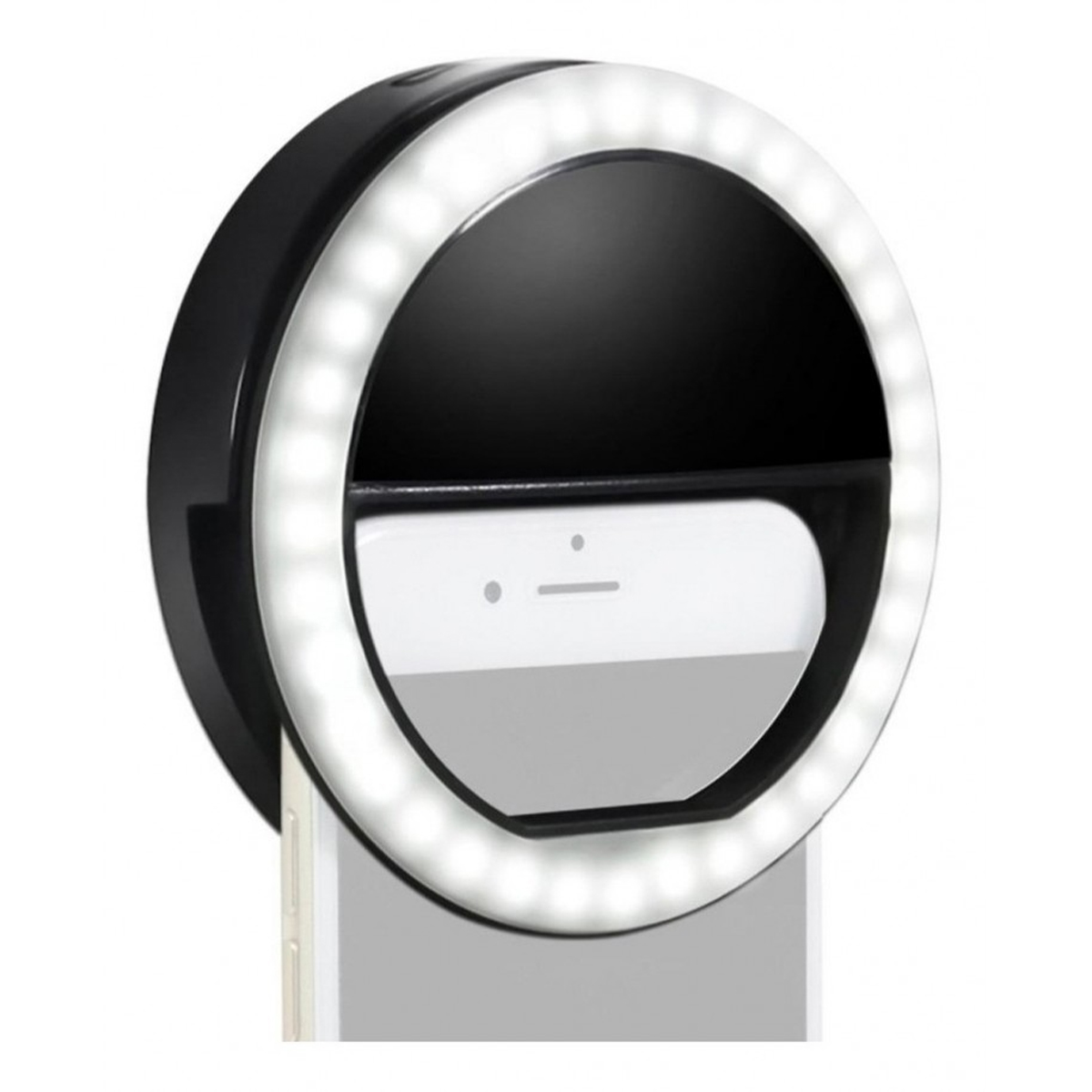 ARO DE LUZ LED PARA CELULAR REDONDO NEGRO