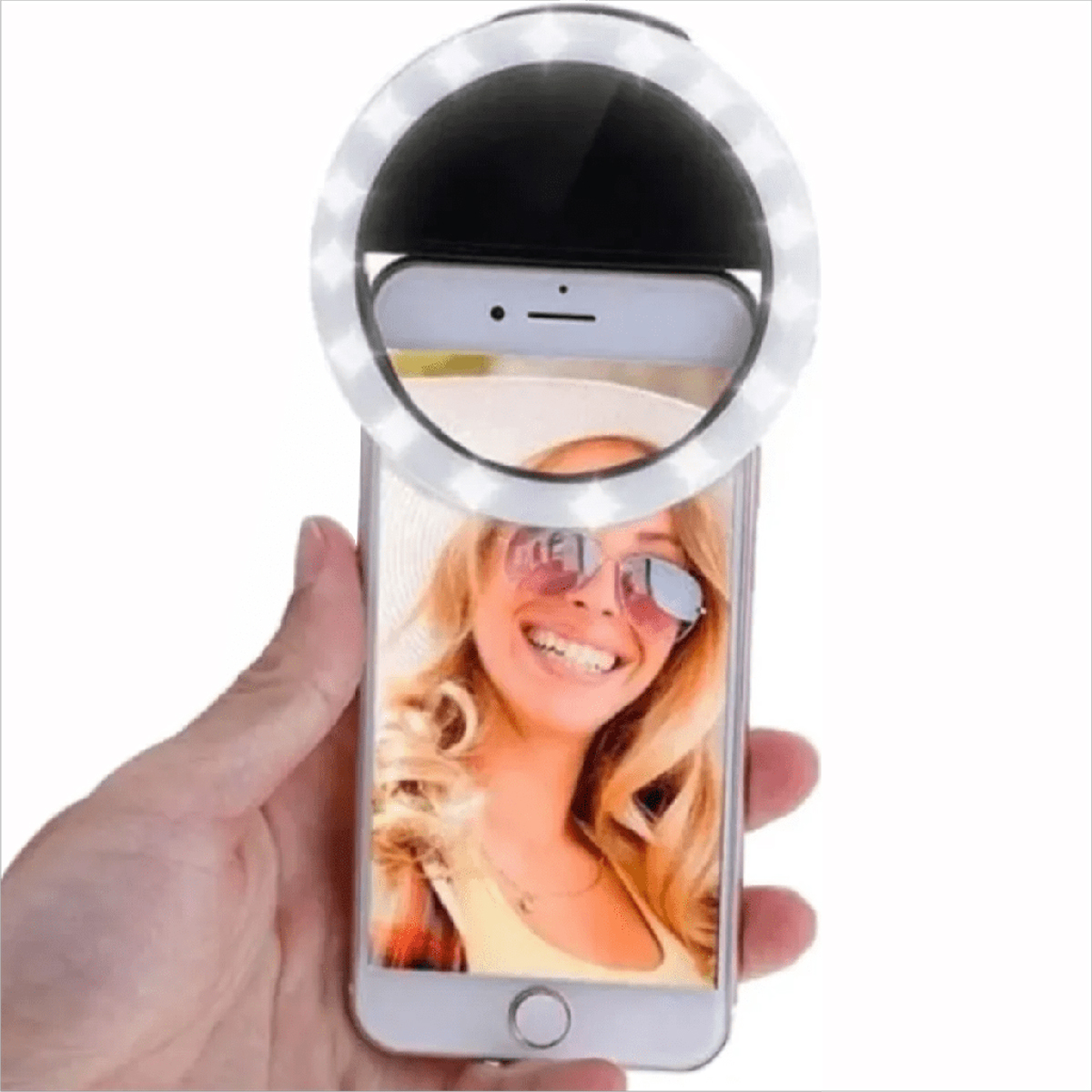 ARO DE LUZ LED PARA CELULAR REDONDO NEGRO