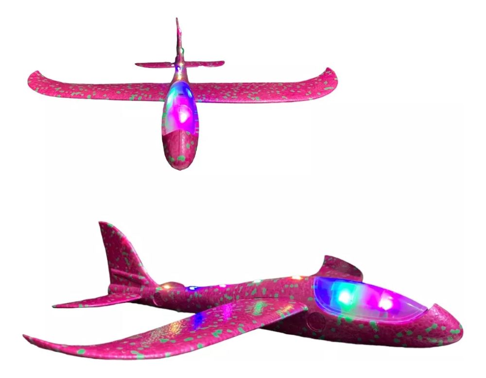 50 Avión Luz Led Unicel Juguete Planeador Colores.