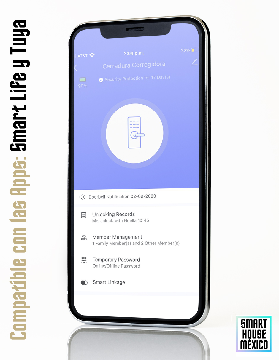 Cerradura Electrónica Wifi De Seguridad con Timbre y 5 Métodos de Apertura - Quantum (Oro Rosa)