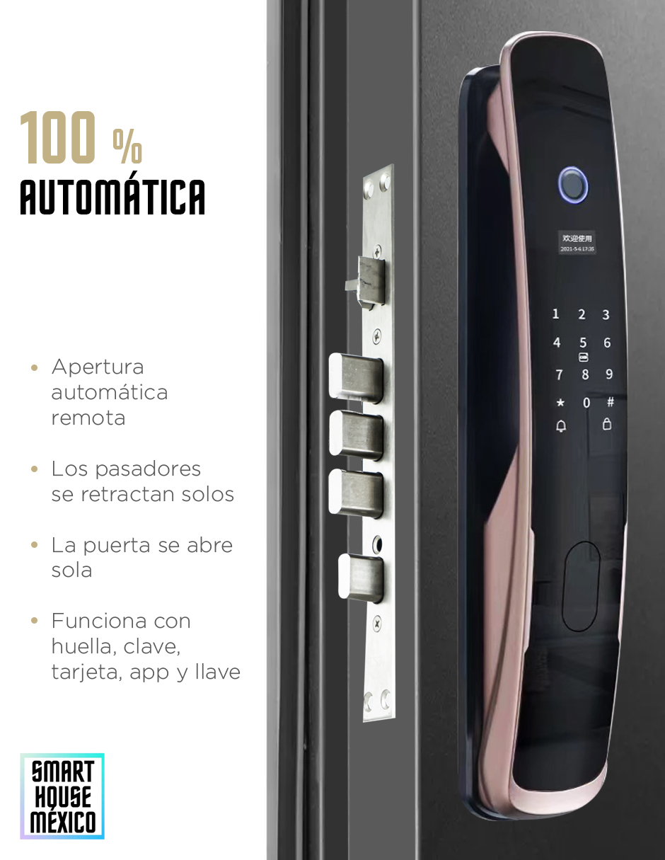 Cerradura Electrónica Wifi De Seguridad con Timbre y 5 Métodos de Apertura - Quantum (Oro Rosa)
