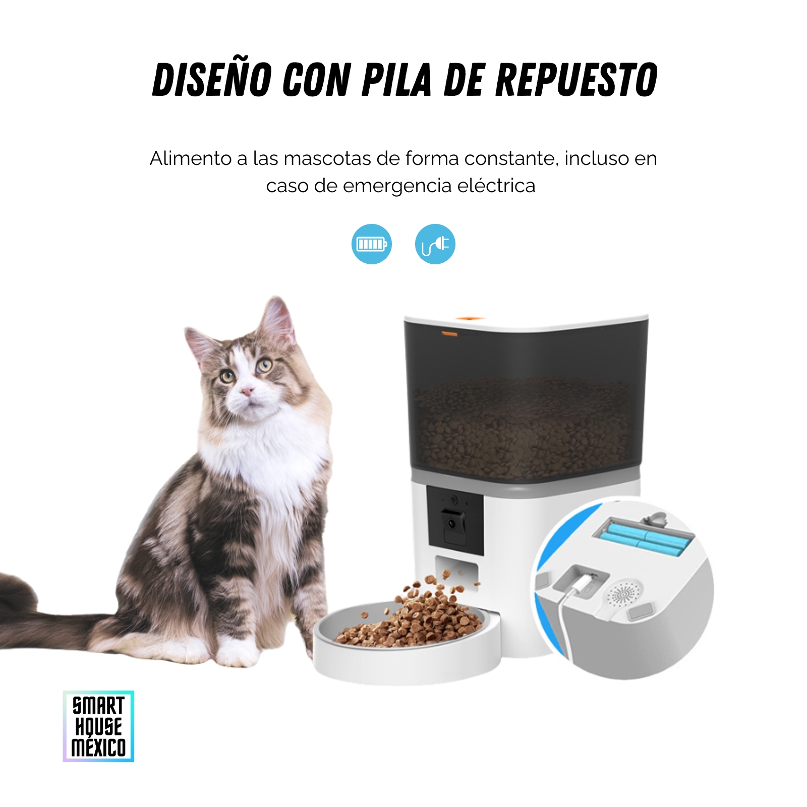 Comedero Inteligente Smart House Nova con Cámara HD para Mascotas (negro)