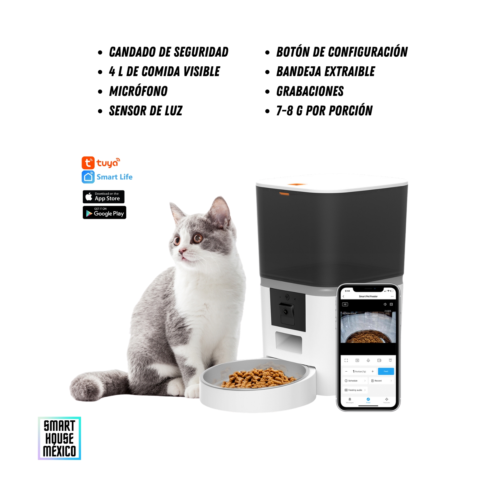 Comedero Inteligente Smart House Nova con Cámara HD para Mascotas (negro)