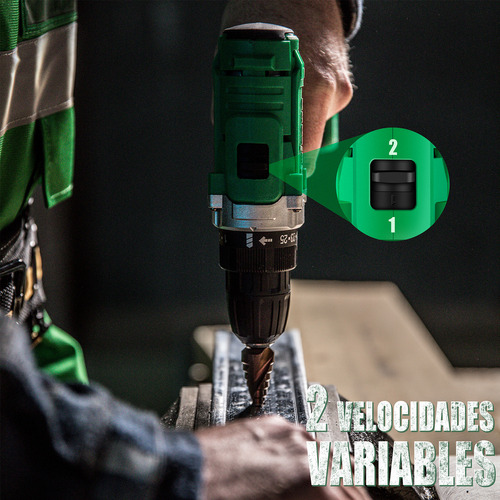 Taladro atornillador inalámbrico de 10mm Anirona AA2015-30 20V + 1 batería de 1.5Ah + accesorios con maletín de transporte.