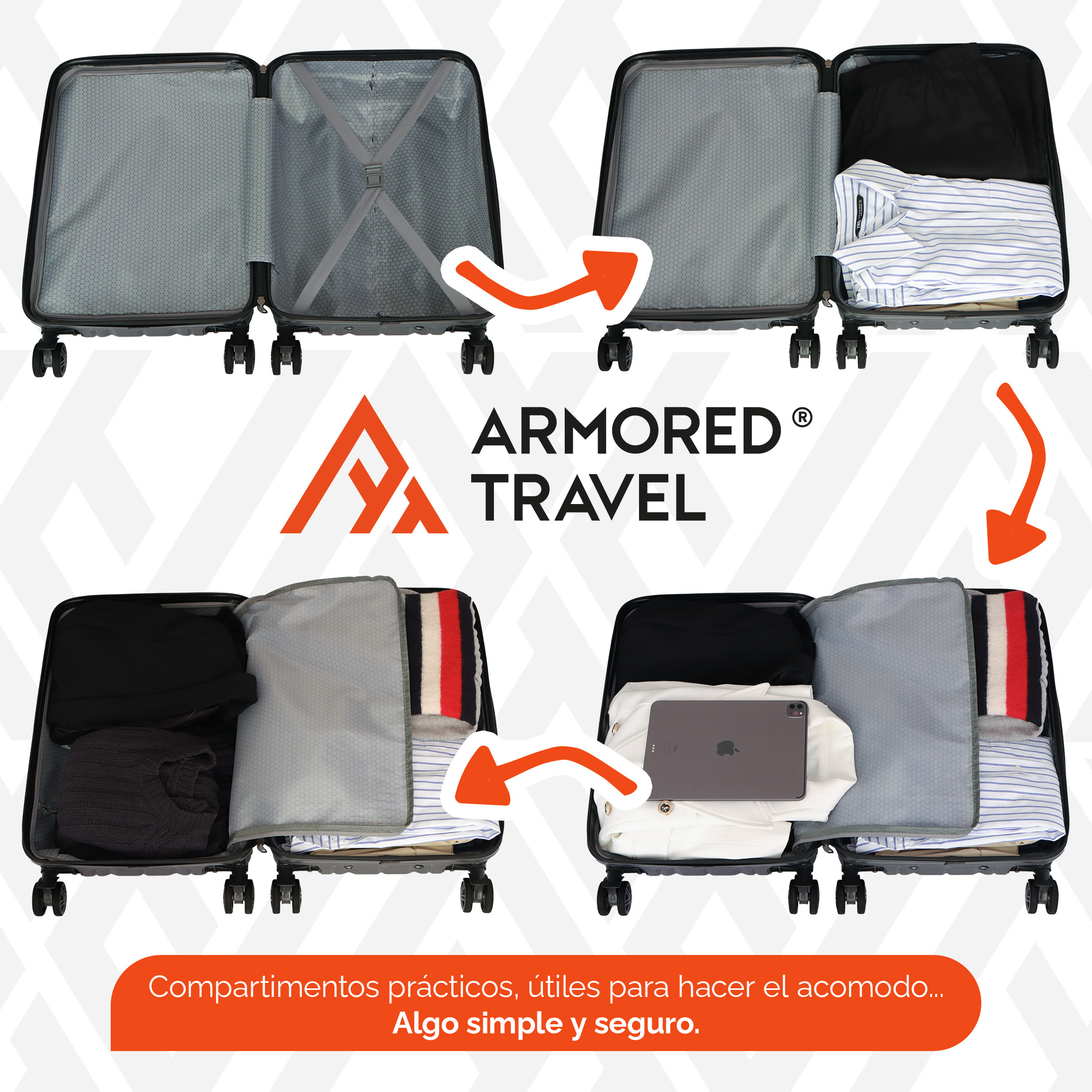 Maleta de viaje Carry On de mano cabina 20 pulgadas 10 kg ABS doble calibre candado de alta seguridad TSA LOCK Stone Armored Travel.