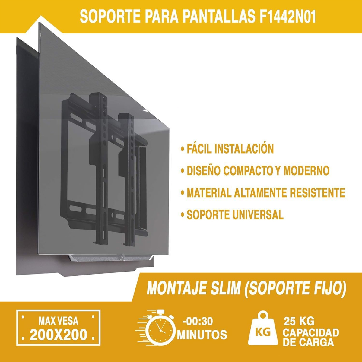 SOPORTE FIJO PARA TV 14" A 43" VESA 75 A VESA 200 25KG