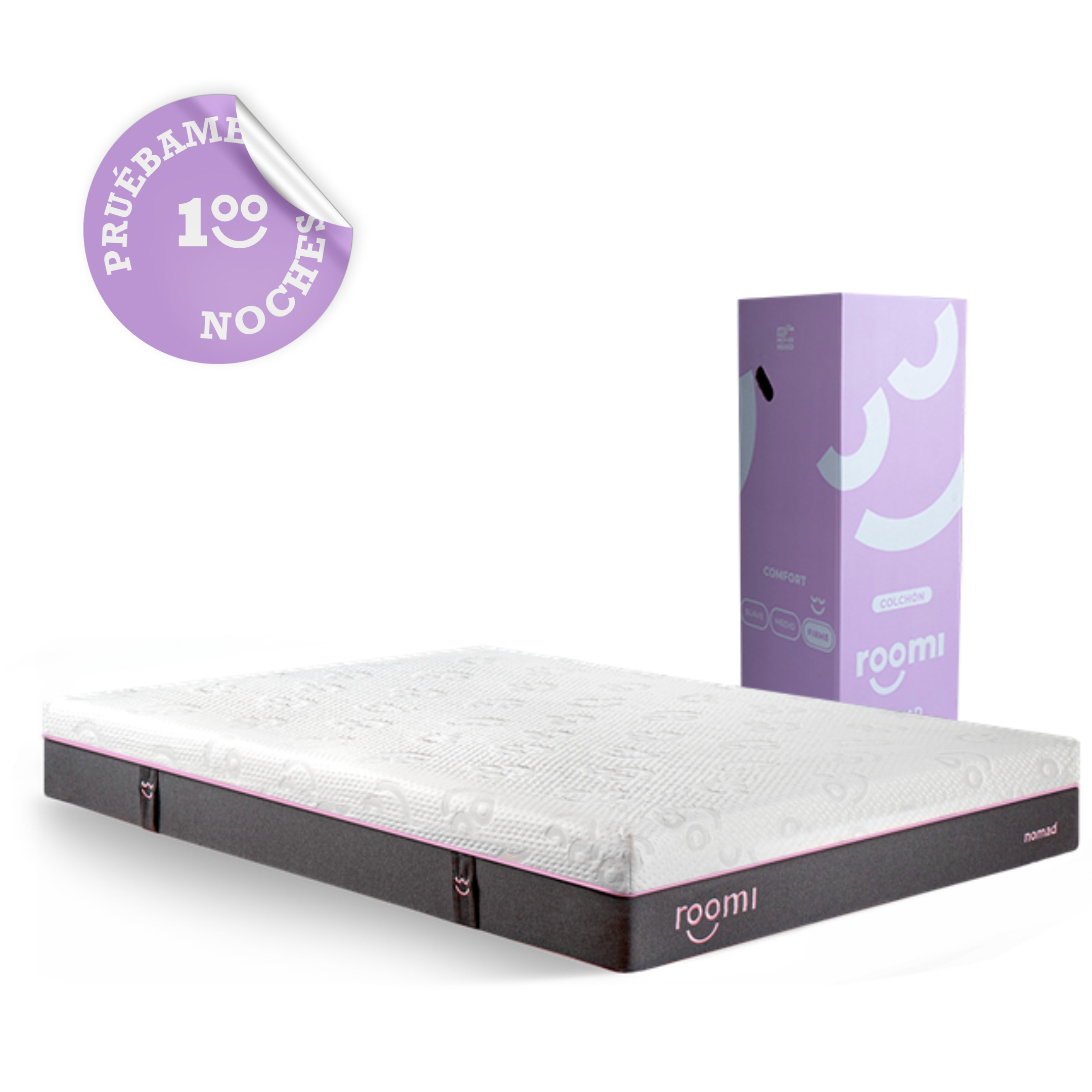 Colchón En Caja Queen Size Roomi Nomad Confort Firme, Memory Foam.