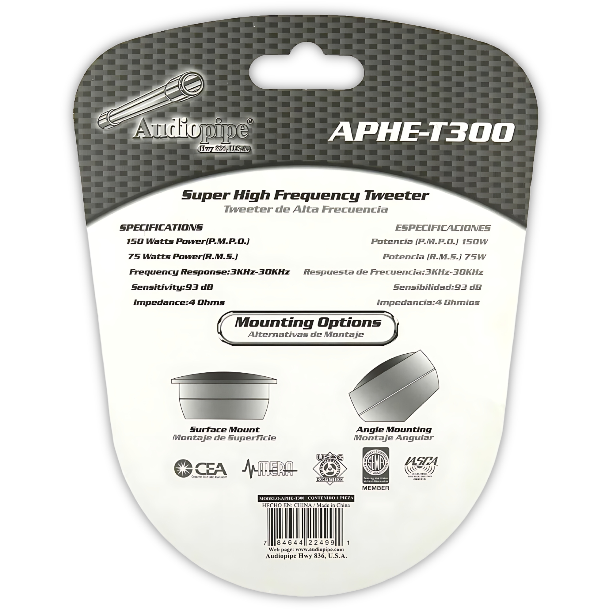Set de Tweeters Audiopipe APHET300 150W Máx 4 Ohms.
