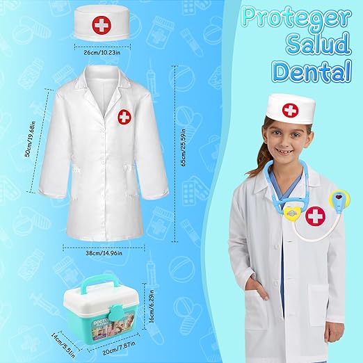 M KITCHEN CHOICE Juego de Doctor para Niños,41Pcs Kit de Doctora Juguetes para Nina,Doctora Juguetes con Luz y Sonido Incluir Estetoscopio,Bata de Laboratorio,Regalos para Niño y Niña de 3+ Años(Azul).