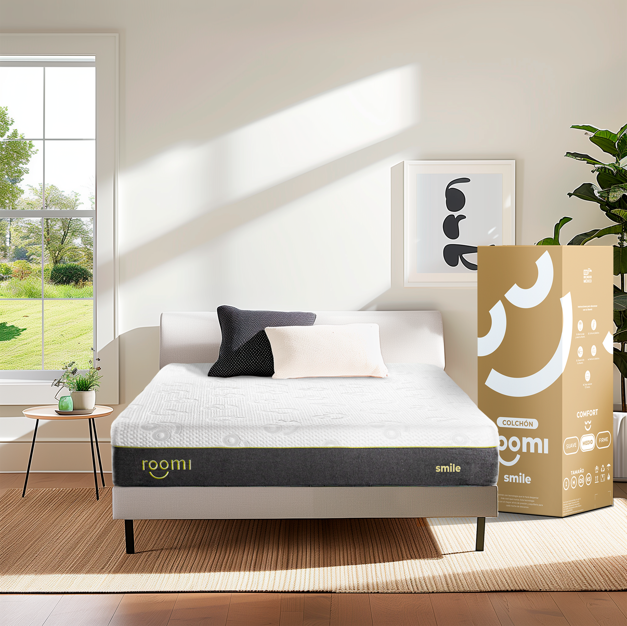 Colchón en Caja Queen Size Roomi Smile De Memory Foam Confort Medio.