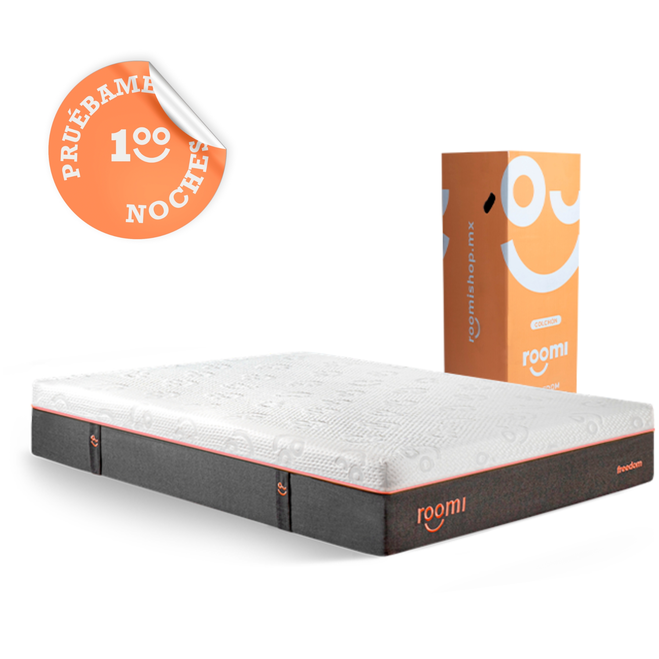 Colchón En Caja Matrimonial Roomi Freedom, Confort Premium, Tecnología Latex Feel Hyper Soft.