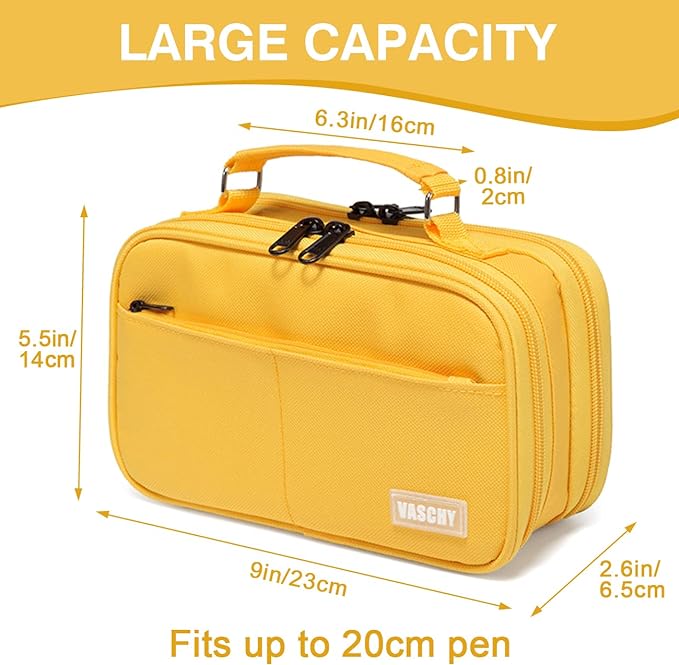 Estuche Grande,VASCHY Estuches Lápices Papelería con Compartimento para Colegio Oficina Trabajo..