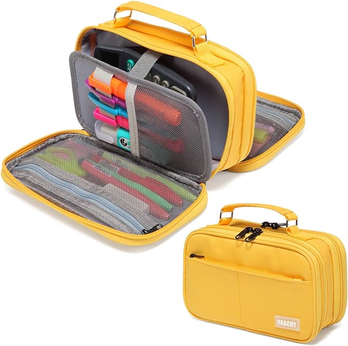 Estuche Grande,VASCHY Estuches Lápices Papelería con Compartimento para Colegio Oficina Trabajo..