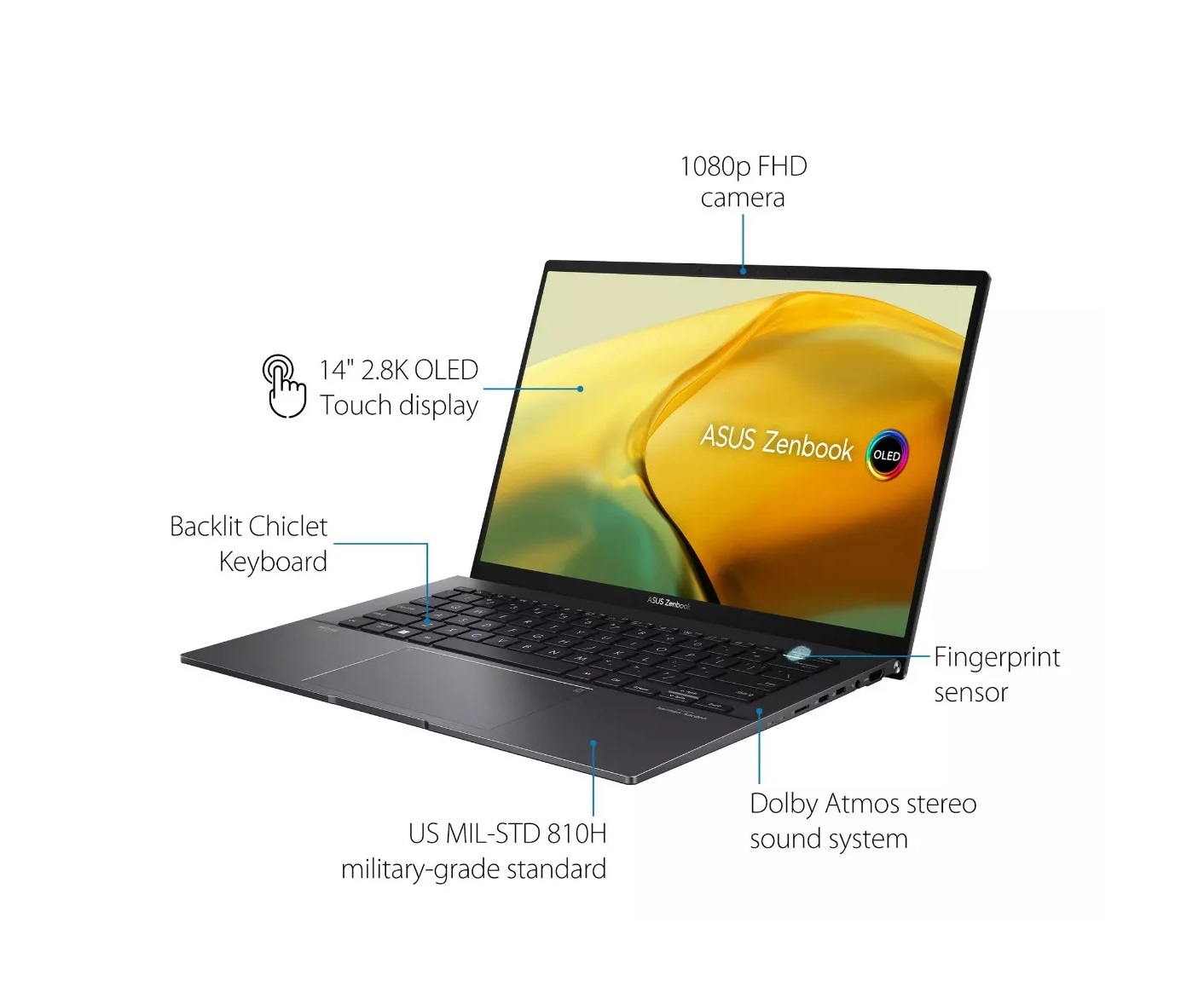 Laptop Asus Zenbook UM3402YA-WS51T 14 Pulgadas Oled HDR, Procesador Ryzen 5 7530u 8 Gb Ram 256 Gb Ssd, Windows 11 Home.