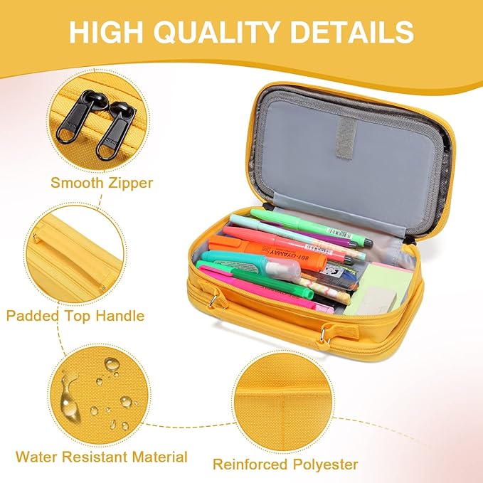 Estuche Grande,VASCHY Estuches Lápices Papelería con Compartimento para Colegio Oficina Trabajo..