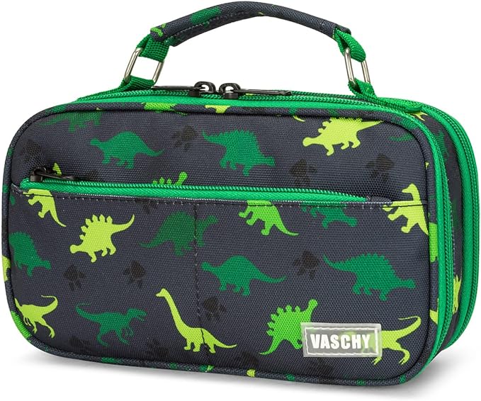 Estuche Grande, VASCHY Estuche para Lápices Portalápices Lápiz Organizador Oficina Papelería Bolsa Grande para Bolígrafos para Niños Adultos, Dinosaurio Verde.