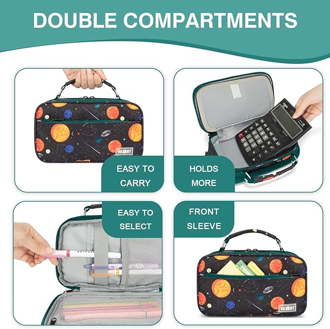 Estuche Grande, VASCHY Estuche para Lápices Portalápices Lápiz Organizador Oficina Papelería Bolsa Grande para Bolígrafos para Niños Adultos, Espacio.