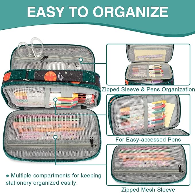Estuche Grande, VASCHY Estuche para Lápices Portalápices Lápiz Organizador Oficina Papelería Bolsa Grande para Bolígrafos para Niños Adultos, Espacio.