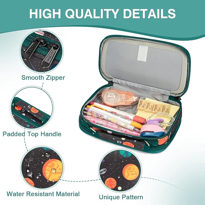 Estuche Grande, VASCHY Estuche para Lápices Portalápices Lápiz Organizador Oficina Papelería Bolsa Grande para Bolígrafos para Niños Adultos, Espacio.