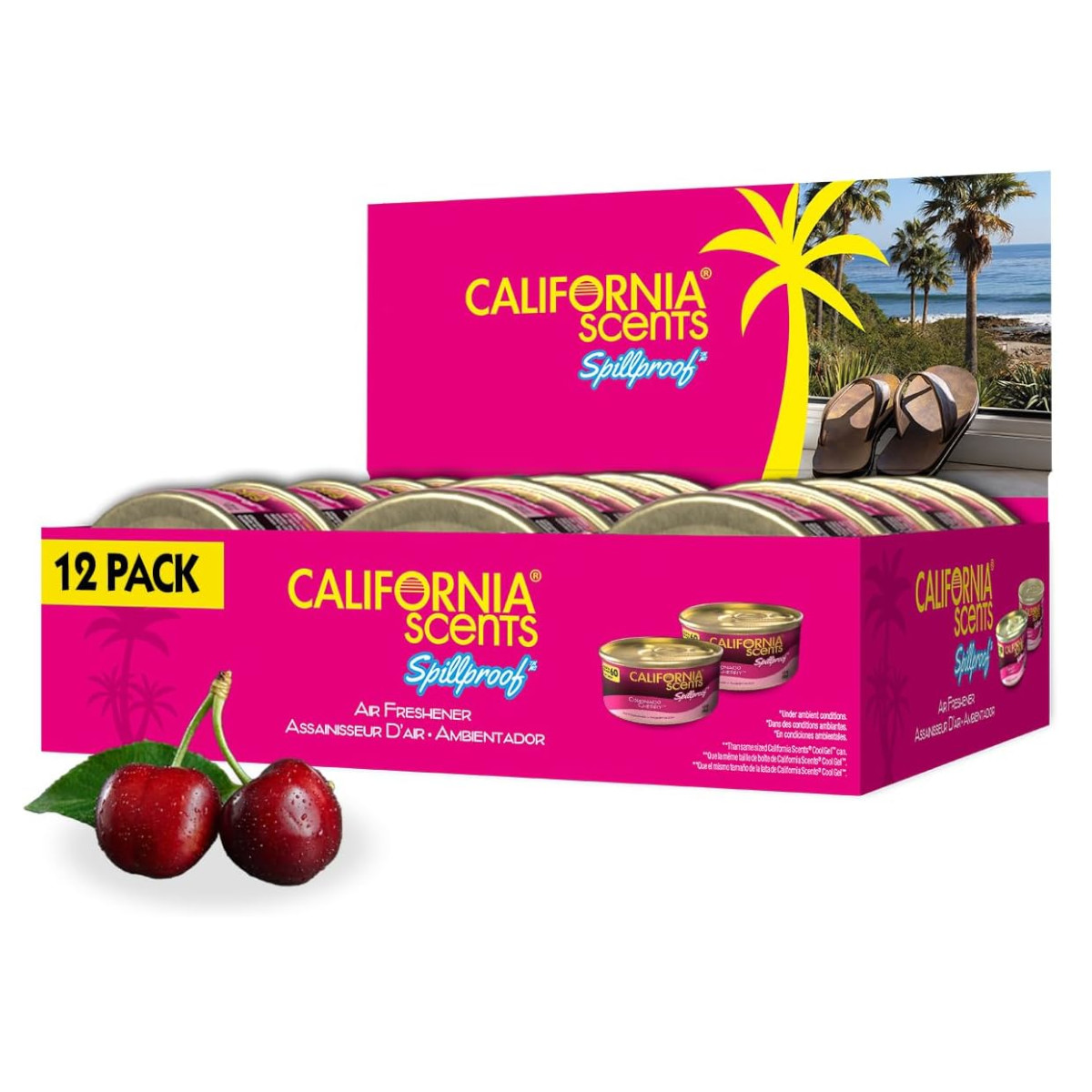 12 Pack Aromatizante Auto California Scents Cherry corcho 60 días.