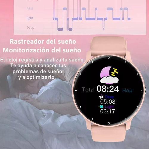 Smartwatch Reloj De Silicona De Moda S32 Reloj Deportivo Int Caja Dorado Correa Rosa Bisel Dorado.