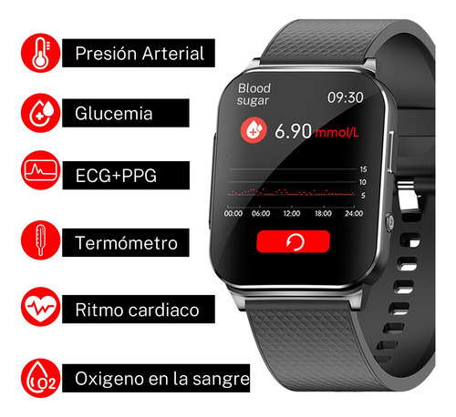 Reloj Inteligente Para Medir La Ritmo Cardiaco Y La Glucos.