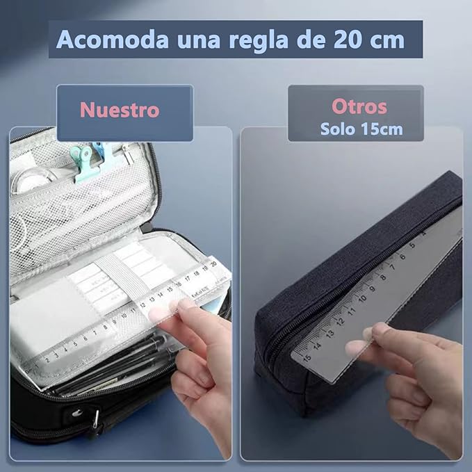 Estuche para Lapices de Gran Capacidad Multifuncional, Lapices Organizador Portátil de Accesorios Electrónicos, Estuche Lapiceras Expandible, Bolsa de Utiles Oficina, para Oficina, Trabajo, Negro.