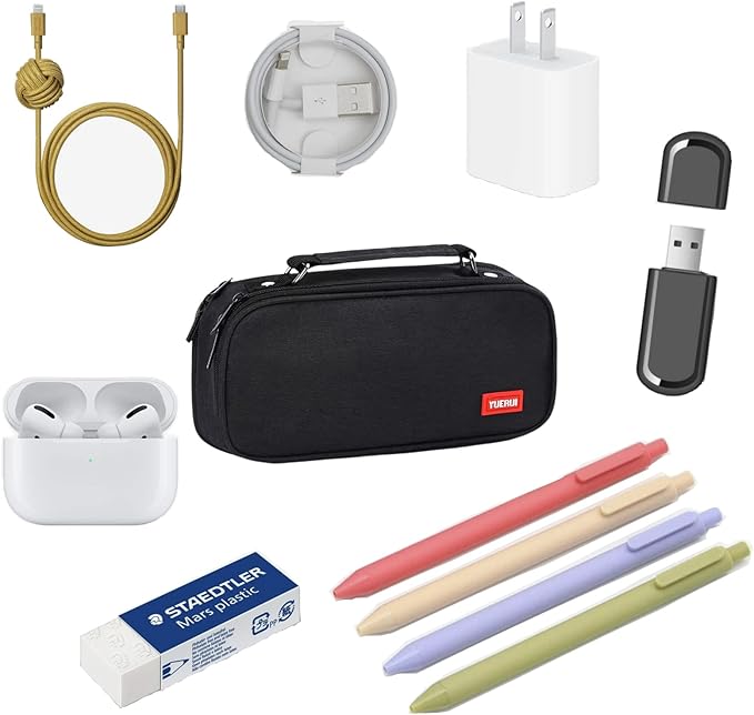 Estuche para Lapices de Gran Capacidad Multifuncional, Lapices Organizador Portátil de Accesorios Electrónicos, Estuche Lapiceras Expandible, Bolsa de Utiles Oficina, para Oficina, Trabajo, Negro.