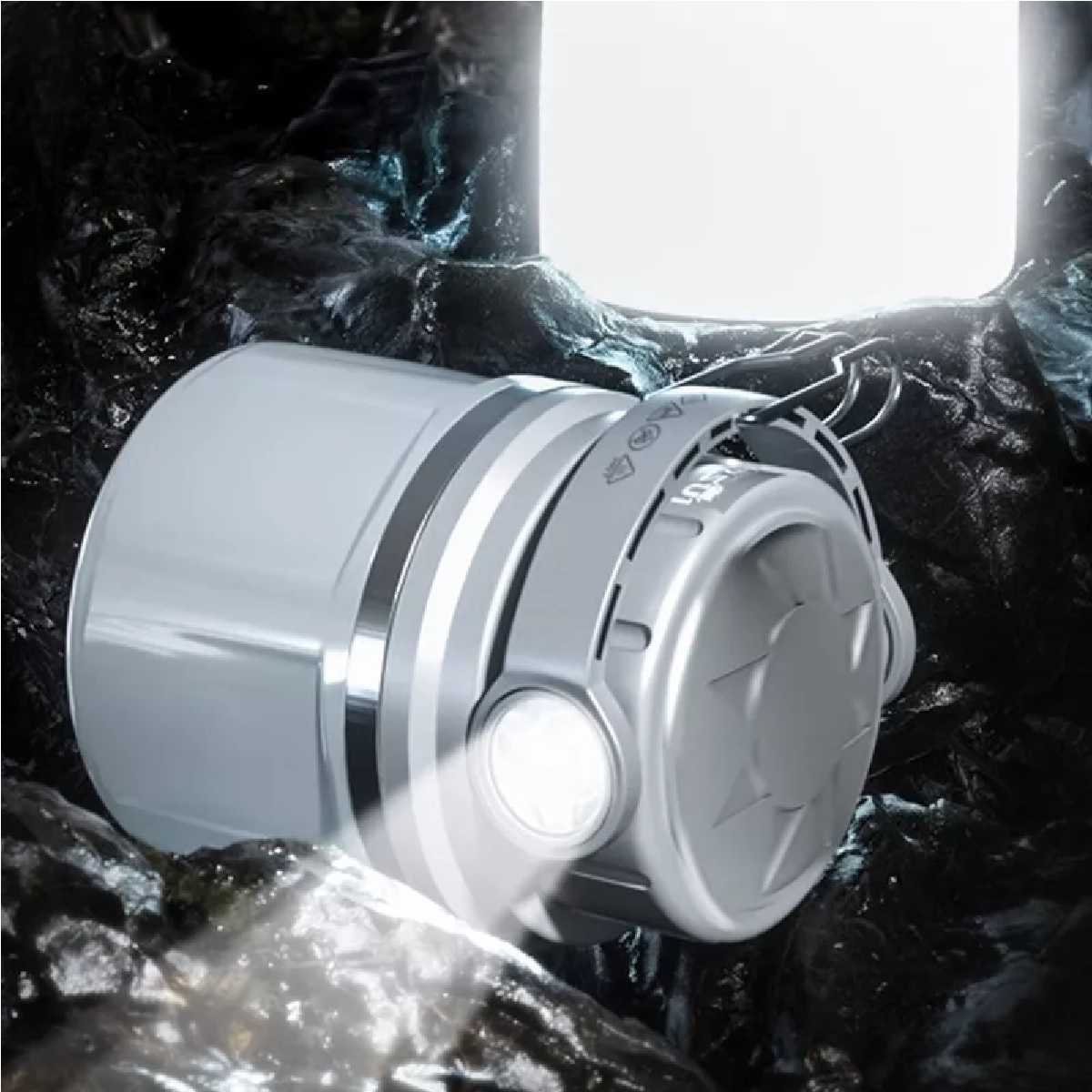 Lámpara Recargable Solar Linterna Camping Led Para Acampar Gris.