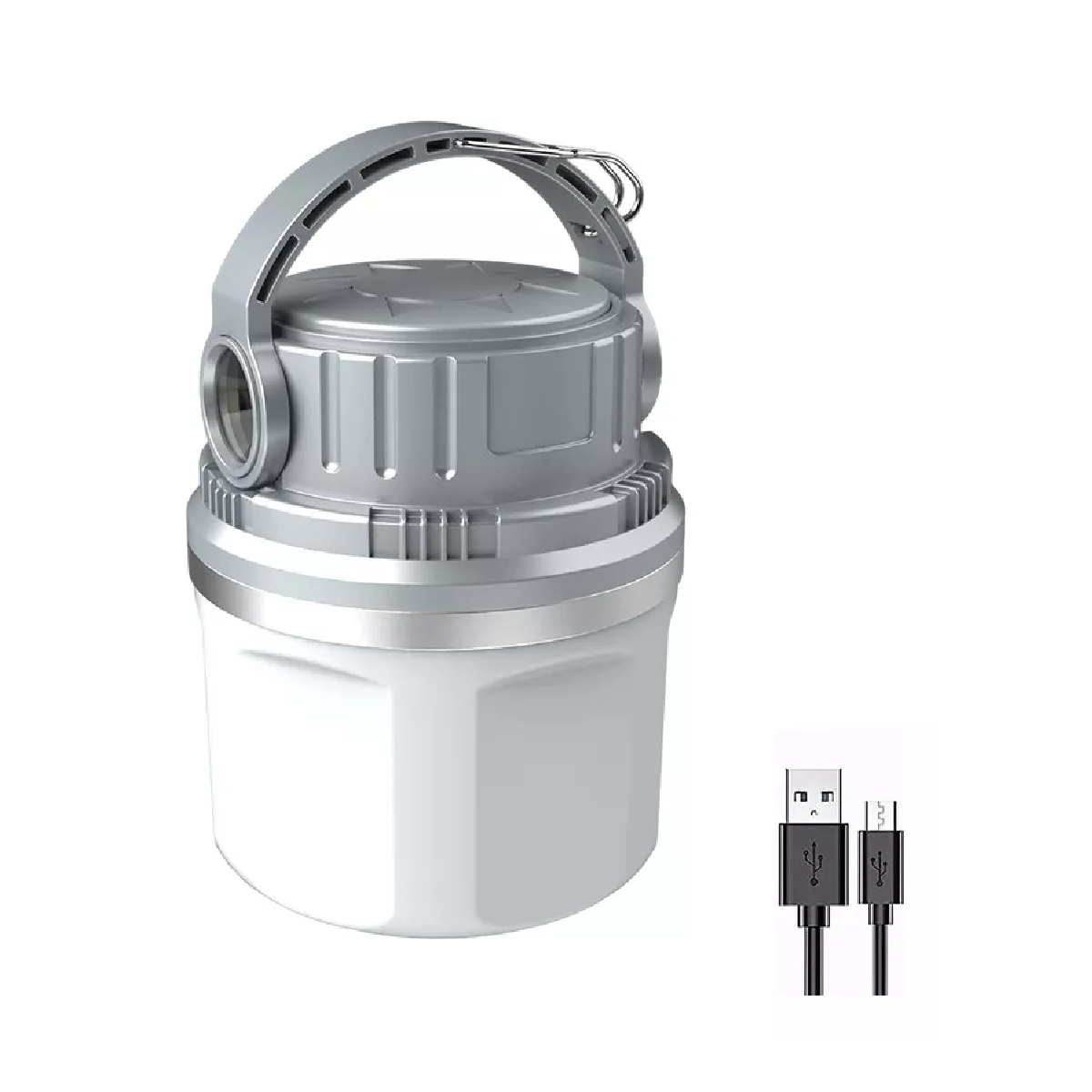 Lámpara Recargable Solar Linterna Camping Led Para Acampar Gris.