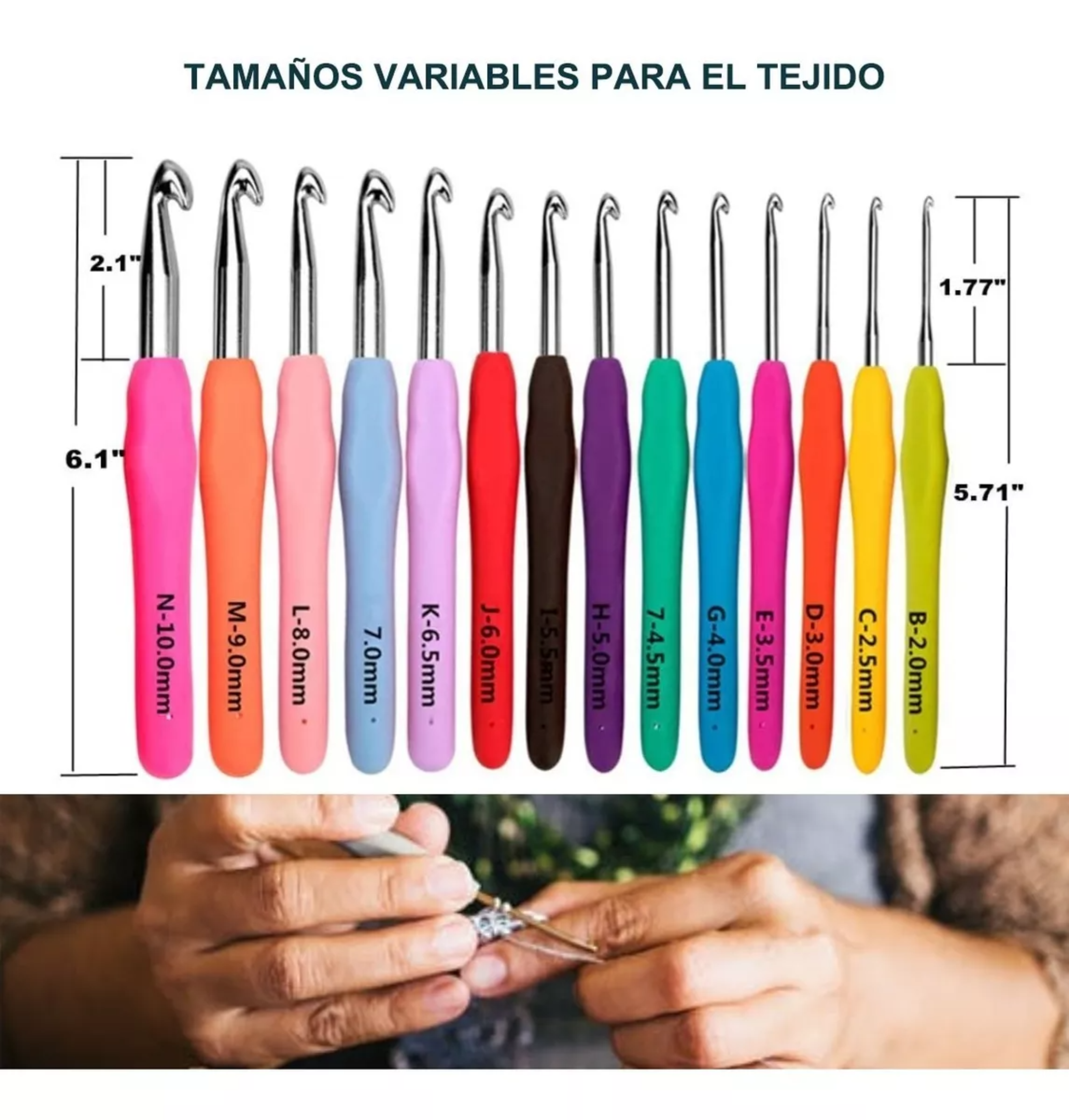 Kit De Ganchos Ergonómicos Y Accesorios Para Tejer A Crochet.