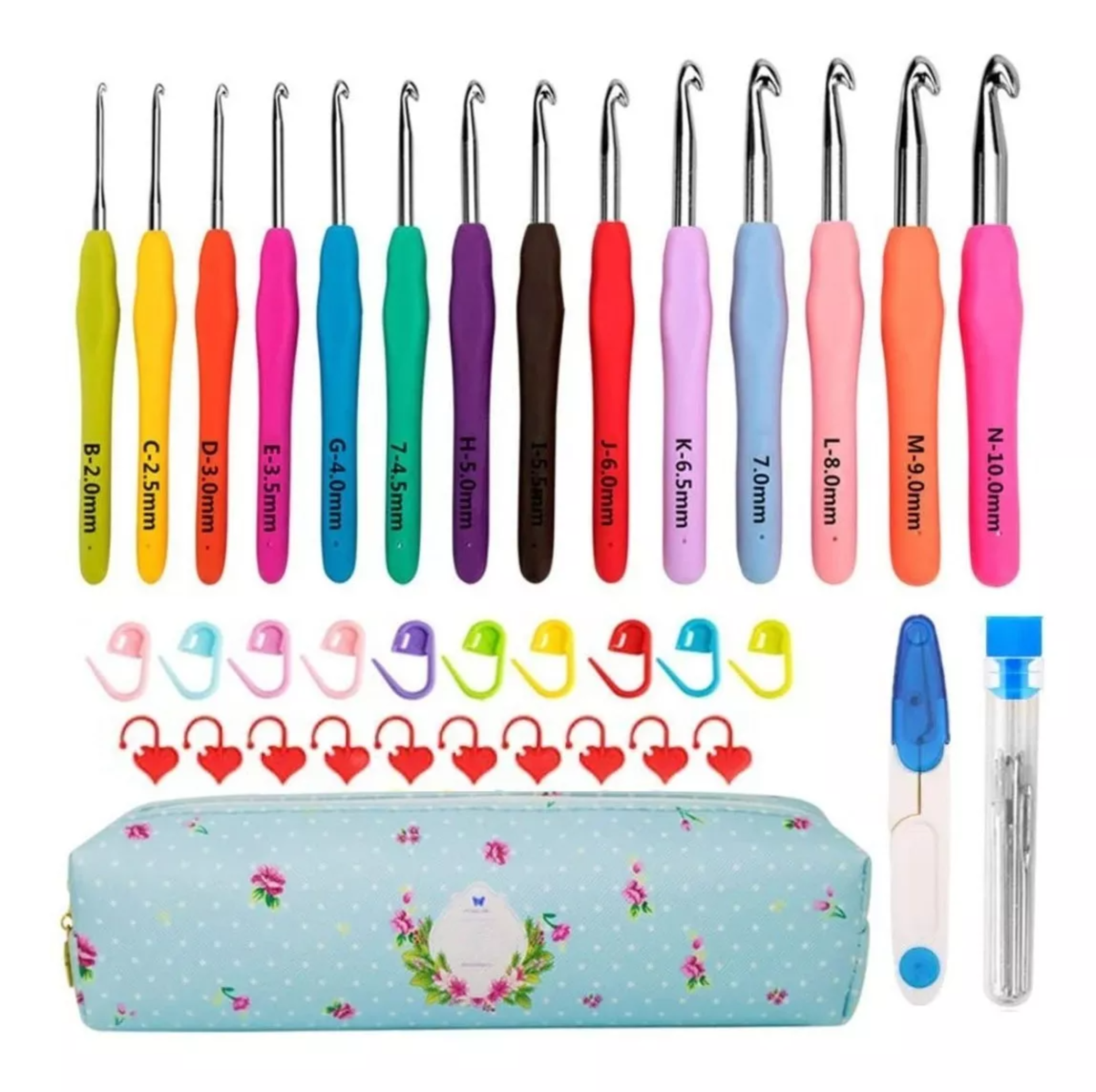 Kit De Ganchos Ergonómicos Y Accesorios Para Tejer A Crochet.