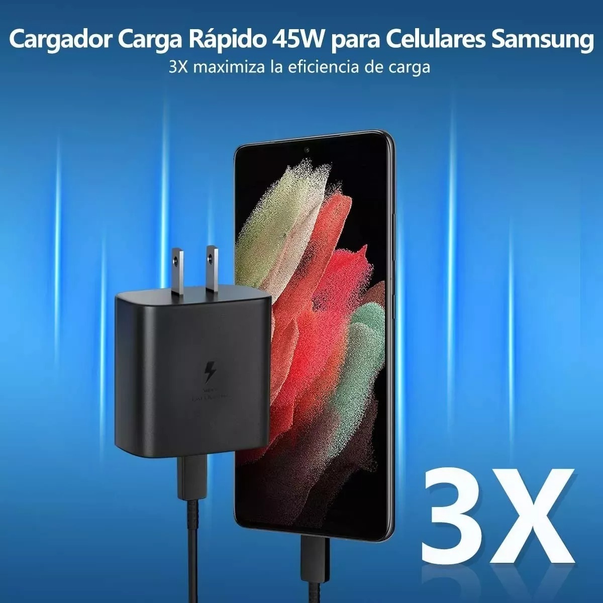 45w Cargador generico compatible con Samsung Súper Rápido Cargador Tipo C.
