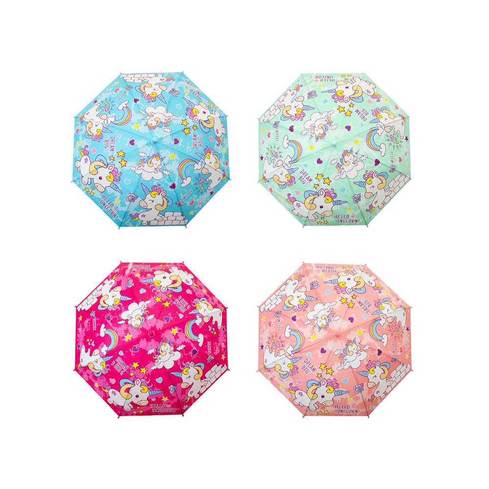 Paraguas Sombrilla Infantil Estampado Colores Y Silbato 6 Pz.
