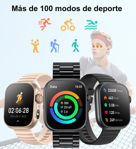 ChiBear CB-39 Reloj Inteligente Hombre Smartwatch Mujer Deporte Bt Llamada Color De La Correa Negro.