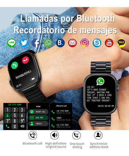 ChiBear CB-39 Reloj Inteligente Hombre Smartwatch Mujer Deporte Bt Llamada Color De La Correa Negro.