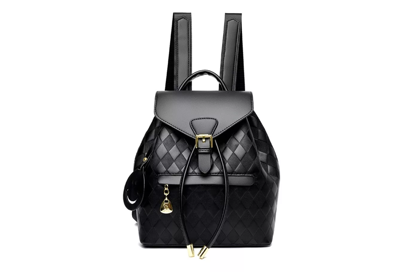 M Backpack Mujer Antirrobo Moda Multi-bolsa Mochila Bolso De Casual Color Negro Diseño De La Tela Liso.