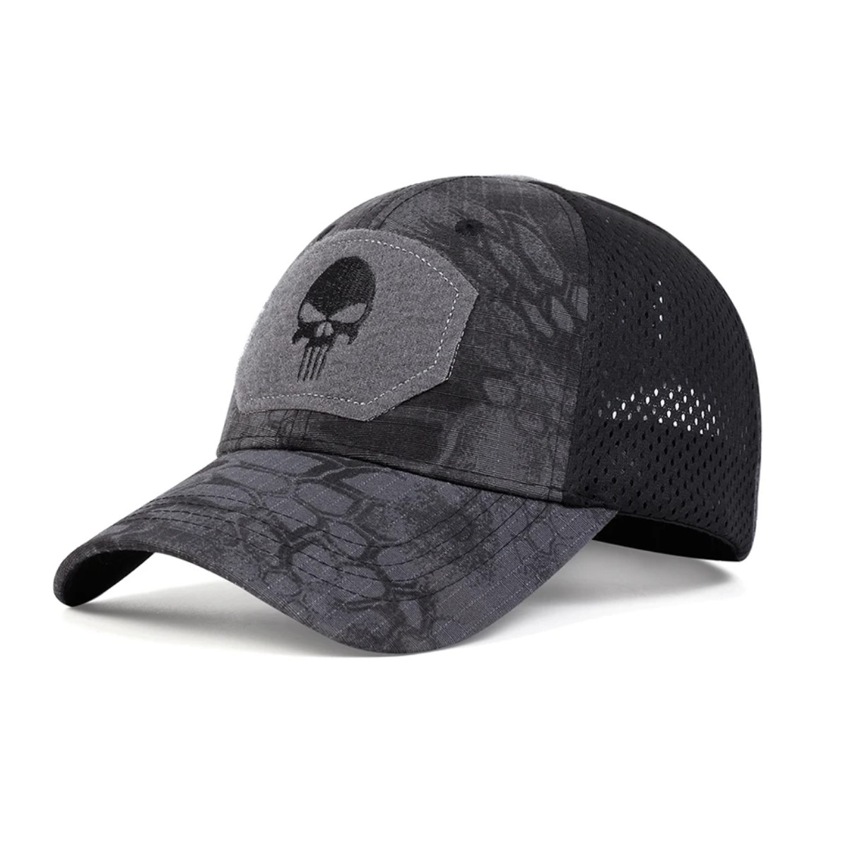 Gorra cráneo negro gris táctico bordado sombreros deporte moto bici ajustables contra el solar ropa.