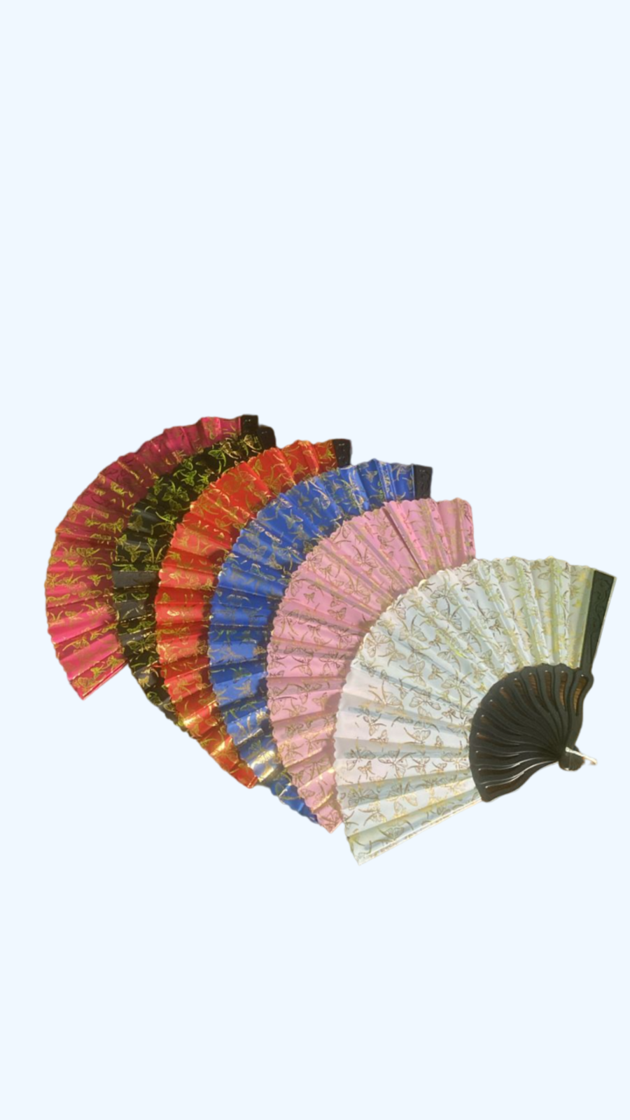 100 Abanico Plástico Oro Tela Recuerdos Boda Bautizo Colores.
