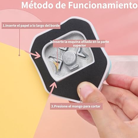 A WAGADA - Perforadora Redondeadora de Esquinas de 3 Vías, Cortador de Esquinas 3 en 1 para Hacer Tarjetas, Laminado, Cartulina, Albumes de Recortes y Manualidades con Papel, Tarjetas de Visita (Rosa).