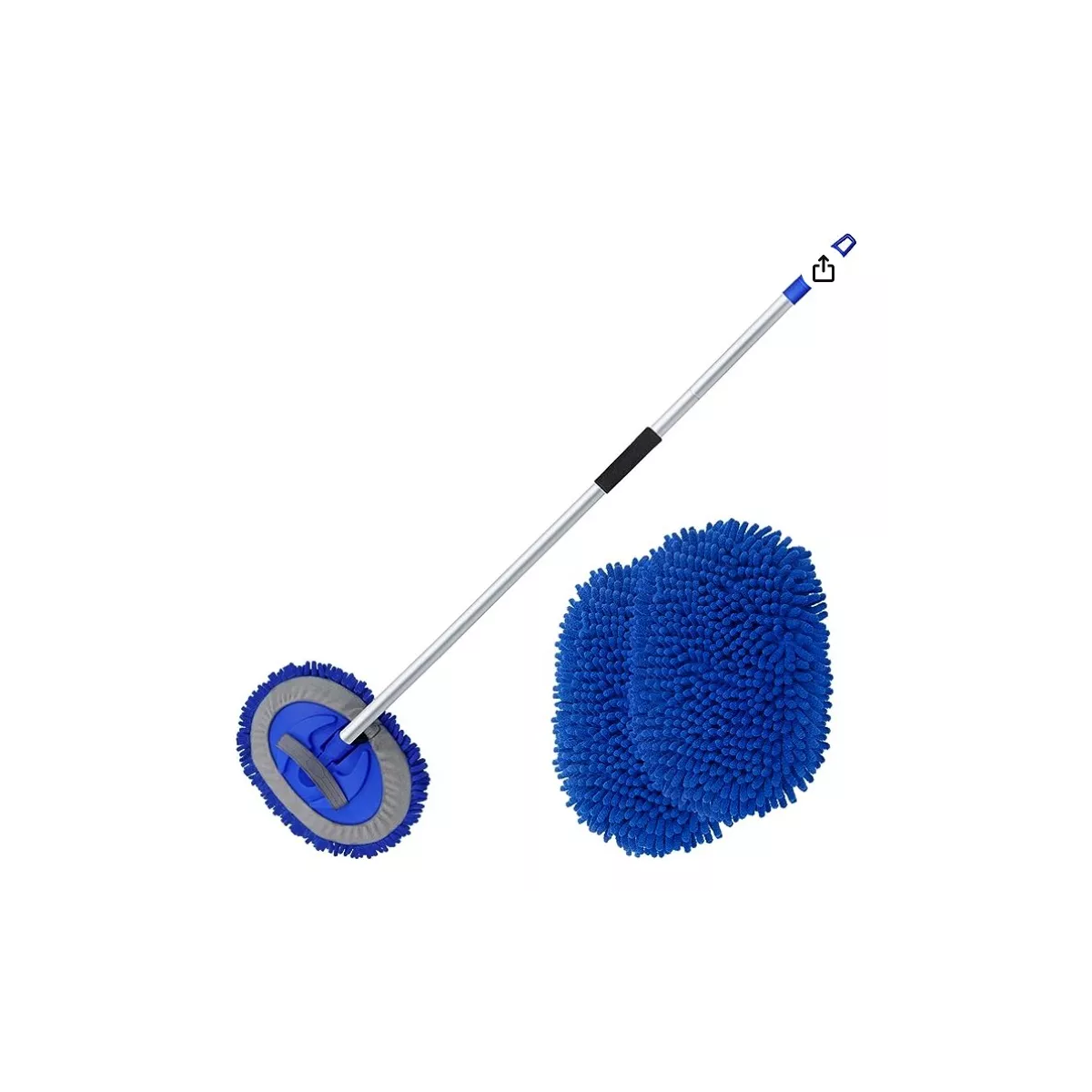 Kit De Cepillos De Microfibra Para Lavar Autos Con Mango Lar Color Azul.