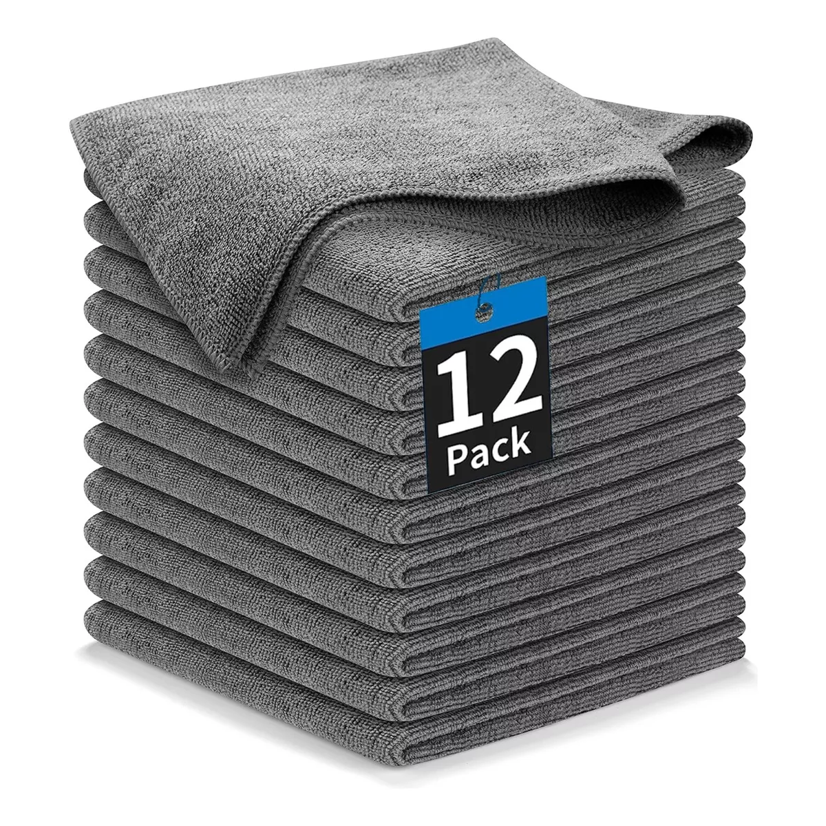 Trapo Paño De Microfibra Multiusos 40x40 Cm Paquete 12 Pzs Gris.