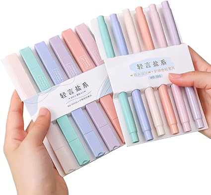 A Taicols Marcadores de punta de pincel, rotuladores de doble punta, 6 colores, rotuladores de texto de doble cabeza, rotuladores de escritura, rotuladores fluorescentes para álbum de fotos de bricolaje.