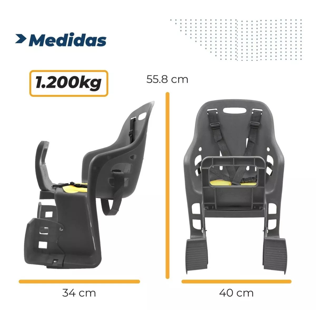 Asiento Trasero Bicicleta Niños Niñas Infantil Sillón Bici Negro.