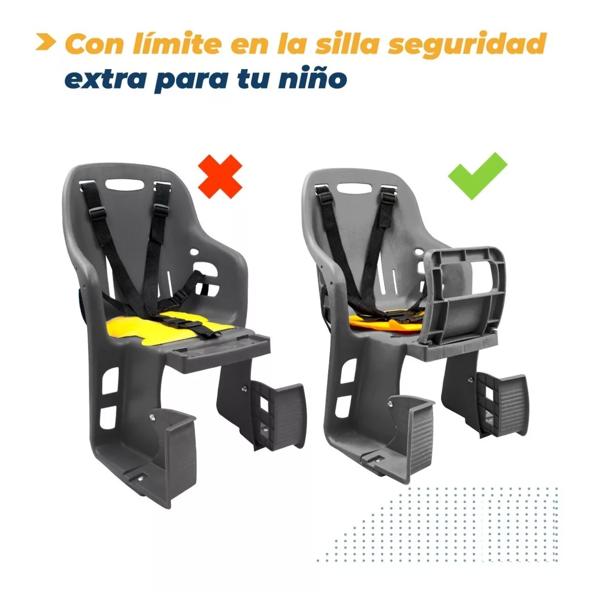Asiento Trasero Bicicleta Niños Niñas Infantil Sillón Bici Negro.