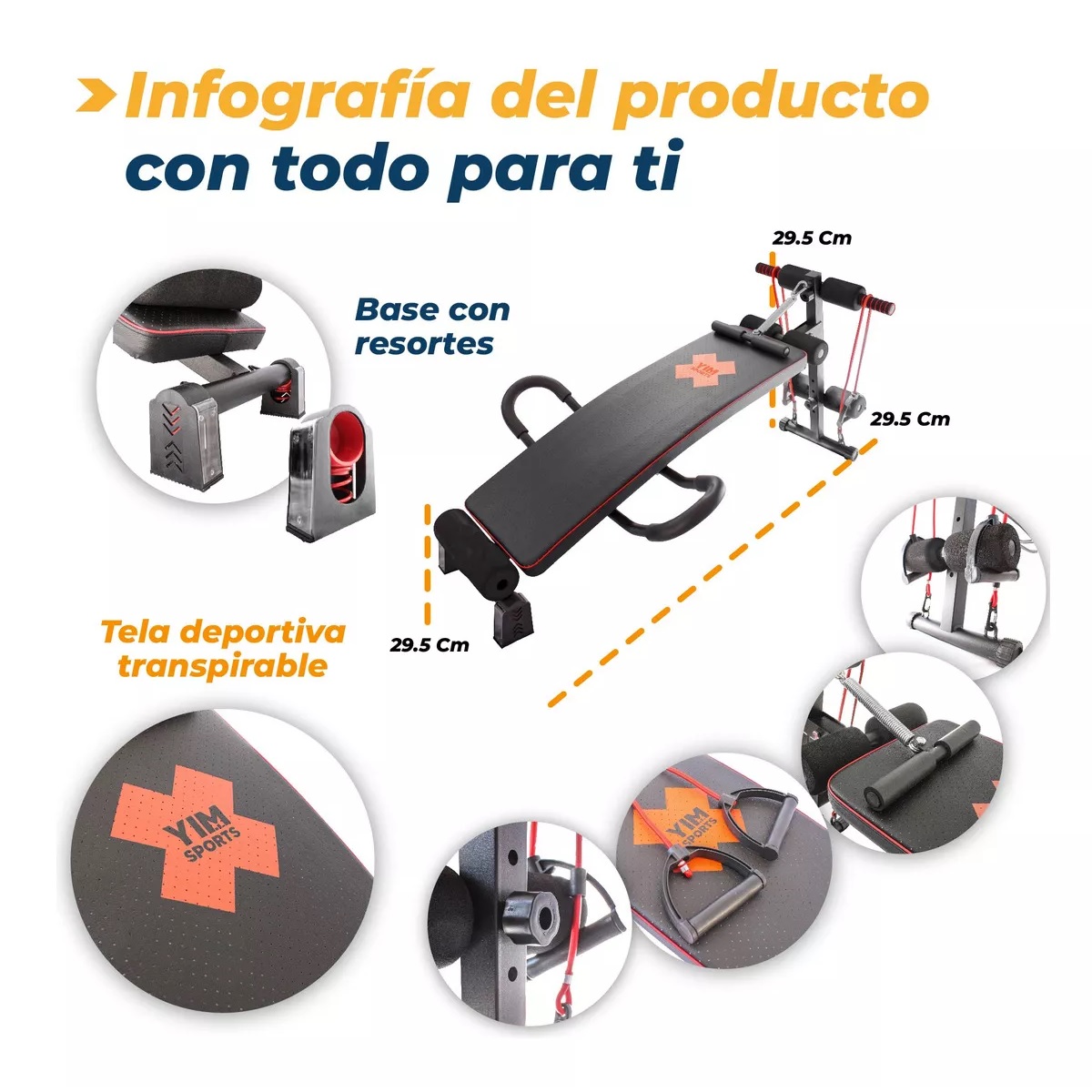 Banco Abdominales Multifuncional Musculación Alta Calidad.