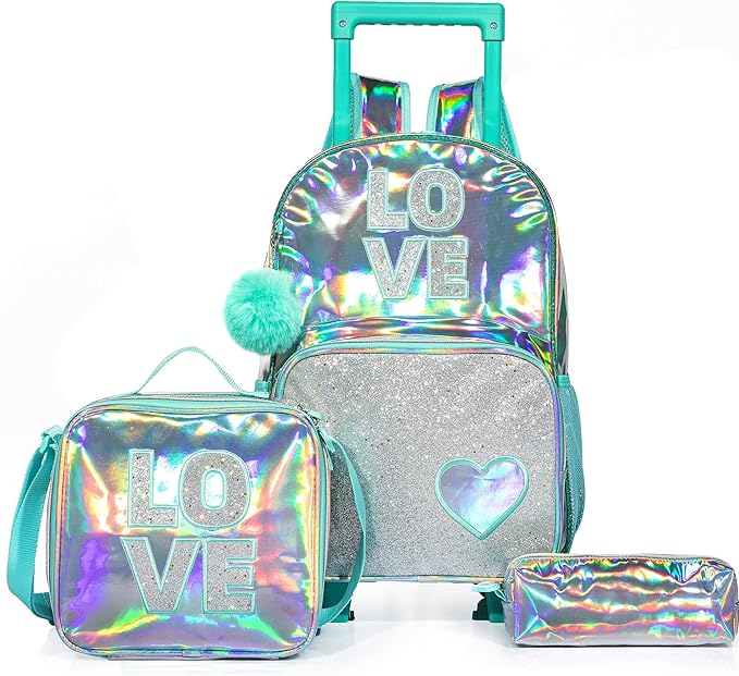 A ZBAOGTW Mochila con ruedas para niñas y niños, mochila con ruedas para niñas primarias, mochila con ruedas, equipaje de mano, Verde.