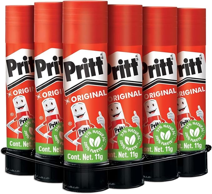 A Pritt - Lápiz adhesivo marca Pritt, es un pegamento seguro para niños, ideal para útiles escolares y manualidades, adhesivo resistente para oficina y papelería, pegamento Pritt, 12x11g.