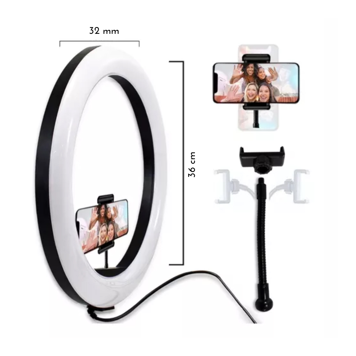 Aro de luz led 14 pulgadas blanco con tripie